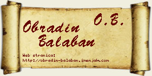 Obradin Balaban vizit kartica